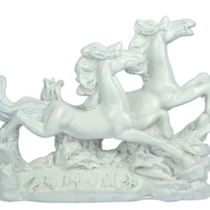 2 White Porcelain Running Horses