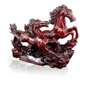 2 Red Porcelain Running Horses