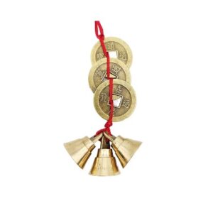 Feng Shui Vastu Lucky Hanging 3 Bell 3 Chinese Coins Main Entrance Door Hanging