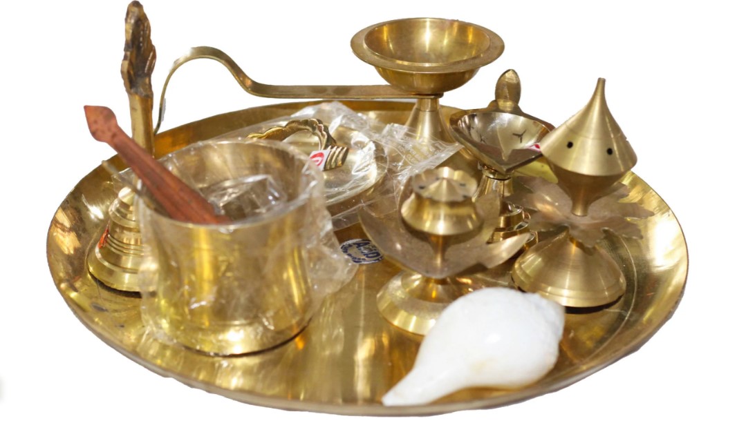 Pure Brass Puja Arati Samagri Samagri Kit