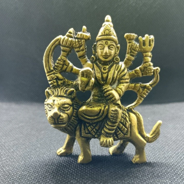 Super Fine Quality Pure Brass Lord Devi Durga Maa Gold Idol Statue, Goddess Durga Maa Idol, God of wealth, fortune, love and beauty