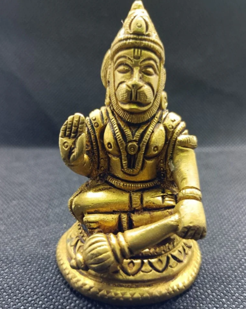 Pure Brass Lord Hanuman Idol Hindu God Deity Figurine, Goddess Hanuman Idol Hindu Statue, God of Power
