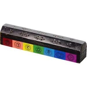 Wooden Incense Burner & Storage Box Large 7 Chakras