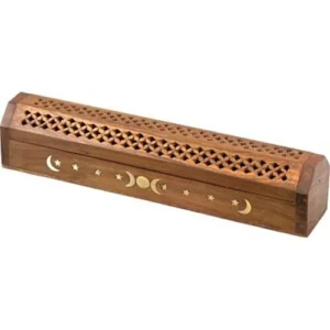 Wooden Incense Burner & Storage Box Large Moon & Stars